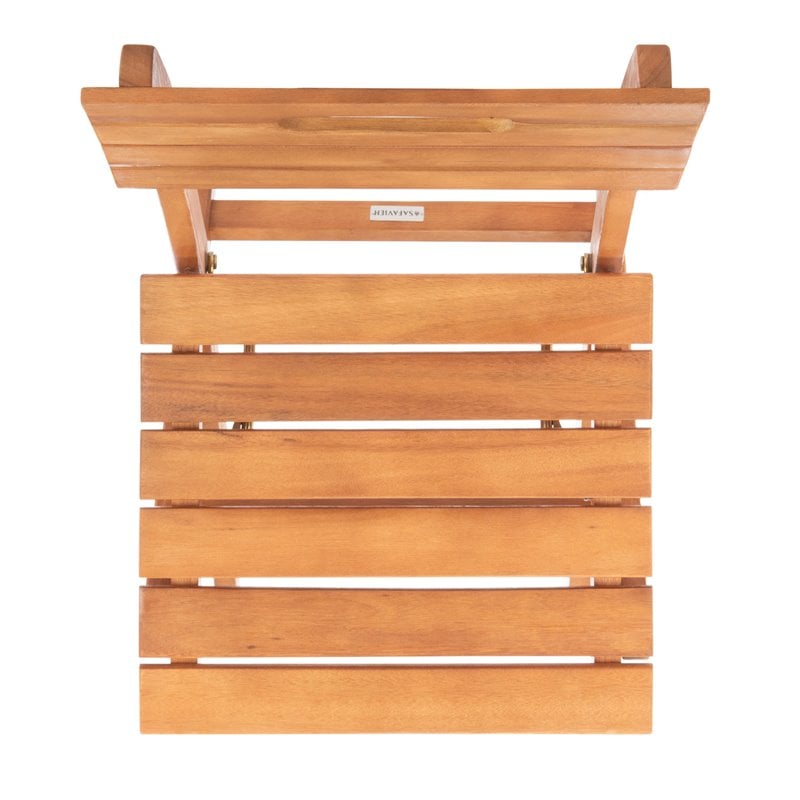 Pemberly Row Eucalyptus Wood Outdoor Folding Chair in Natural (Set of 2)