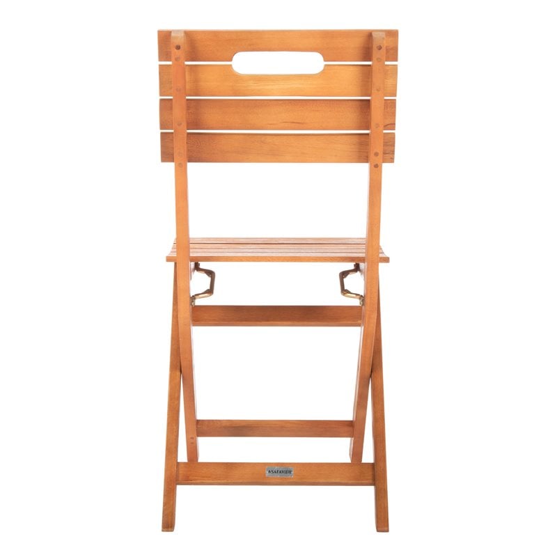 Pemberly Row Eucalyptus Wood Outdoor Folding Chair in Natural (Set of 2)
