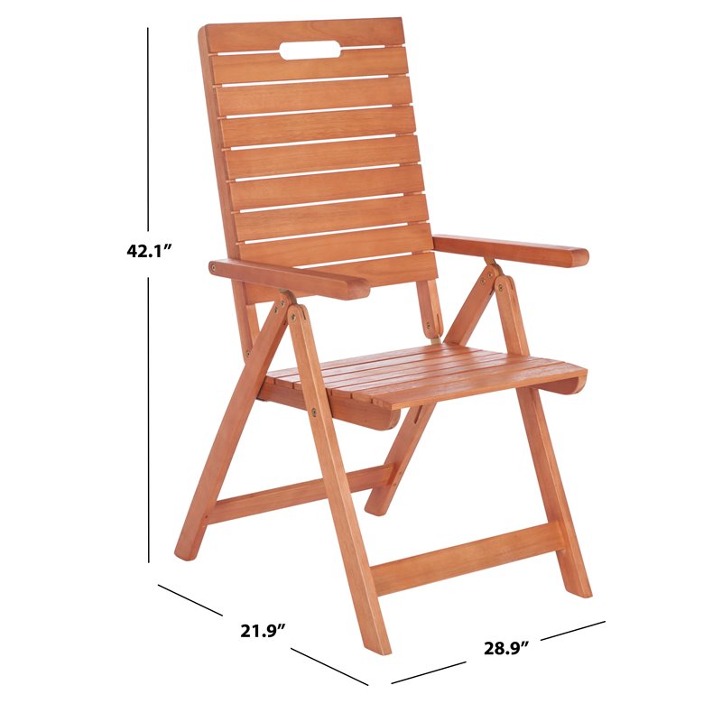 Pemberly Row Eucalyptus Wood Outdoor Folding Chair in Natural (Set of 2)