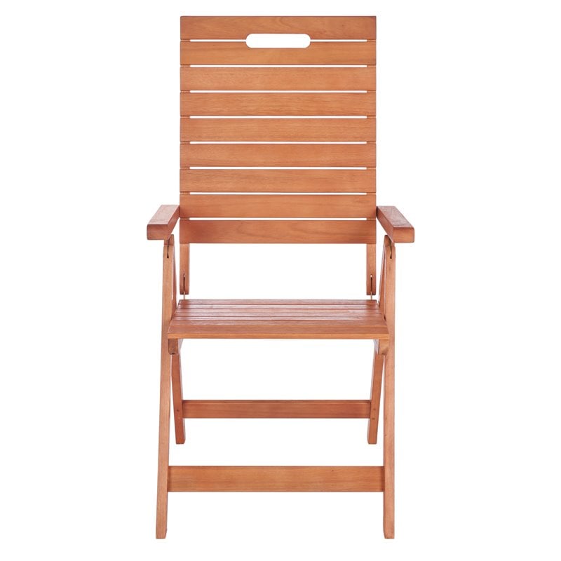 Pemberly Row Eucalyptus Wood Outdoor Folding Chair in Natural (Set of 2)