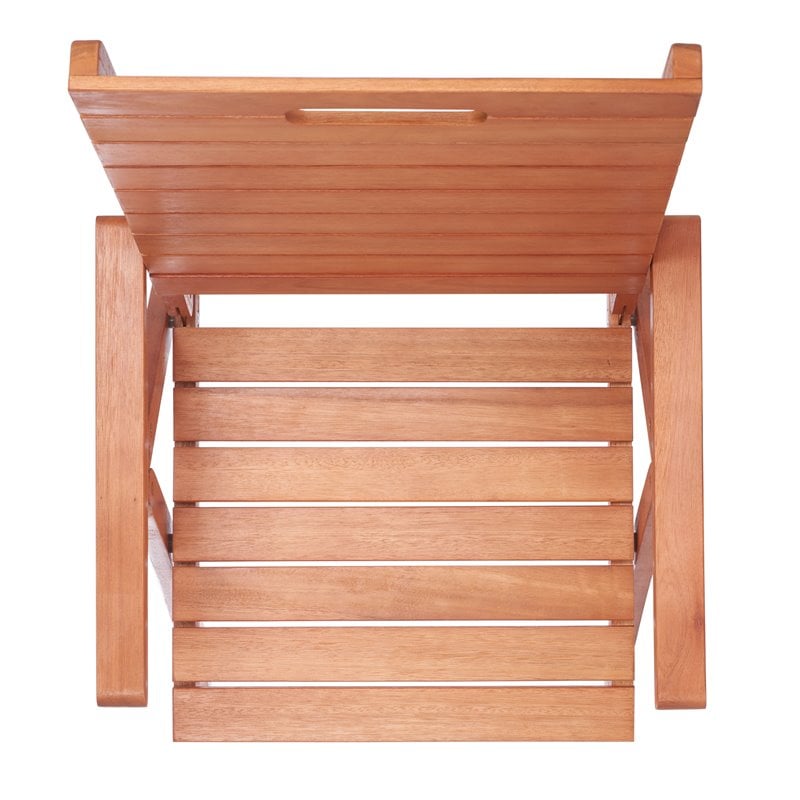 Pemberly Row Eucalyptus Wood Outdoor Folding Chair in Natural (Set of 2)