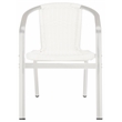 Pemberly Row Rattan Indoor/Outdoor Stackable Arm Chairs in White (Set of 2)