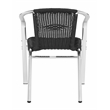 Pemberly Row Rattan Indoor/Outdoor Stackable Arm Chairs in Black (Set of 2)