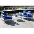 Pemberly Row Contemporary 4-Piece Metal Outdoor Living Set in White/Navy