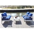 Pemberly Row Contemporary 4-Piece Metal Outdoor Living Set in White/Navy
