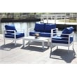 Pemberly Row 4-Piece Metal Outdoor Living Set in Teal Blue/White