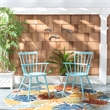Pemberly Row Metal Outdoor Arm Chairs in Baby Blue (Set of 2)