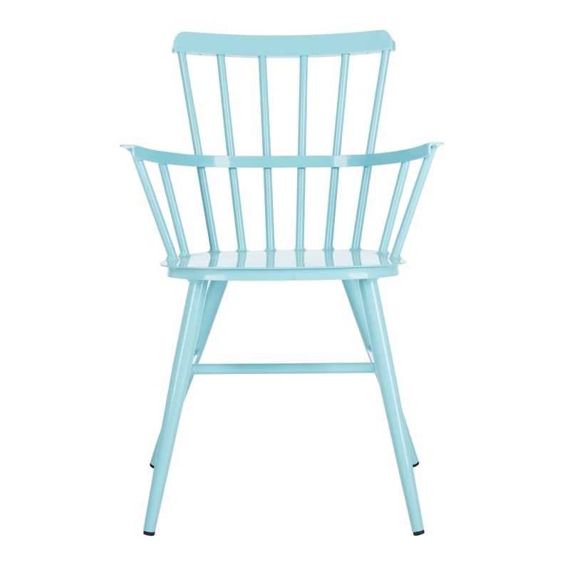 Pemberly Row Metal Outdoor Arm Chairs in Baby Blue (Set of 2)