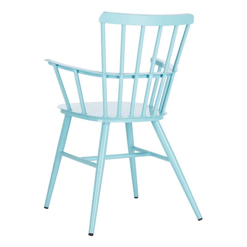 Pemberly Row Metal Outdoor Arm Chairs in Baby Blue (Set of 2)