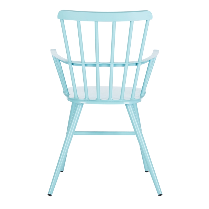 Pemberly Row Metal Outdoor Arm Chairs in Baby Blue (Set of 2)