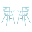 Pemberly Row Metal Outdoor Arm Chairs in Baby Blue (Set of 2)