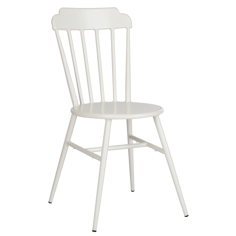 Pemberly Row Stackable Metal Outdoor Side Chairs in Matte White (Set of 2)