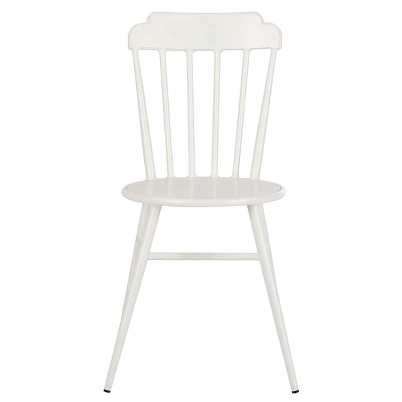 Pemberly Row Stackable Metal Outdoor Side Chairs in Matte White (Set of 2)