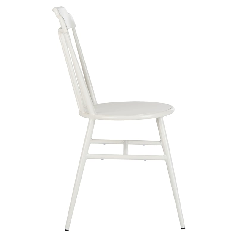 Pemberly Row Stackable Metal Outdoor Side Chairs in Matte White (Set of 2)