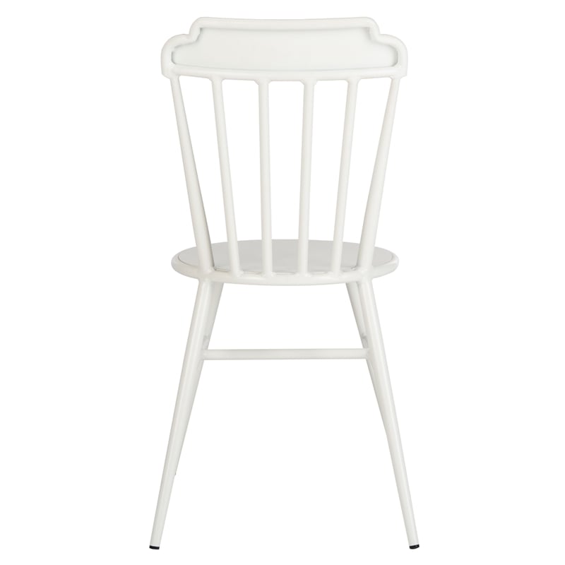 Pemberly Row Stackable Metal Outdoor Side Chairs in Matte White (Set of 2)