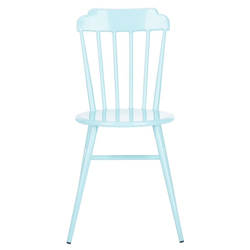 Pemberly Row Stackable Metal Outdoor Side Chairs in Baby Blue (Set of 2)