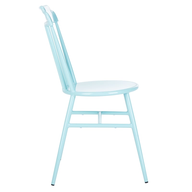 Pemberly Row Stackable Metal Outdoor Side Chairs in Baby Blue (Set of 2)