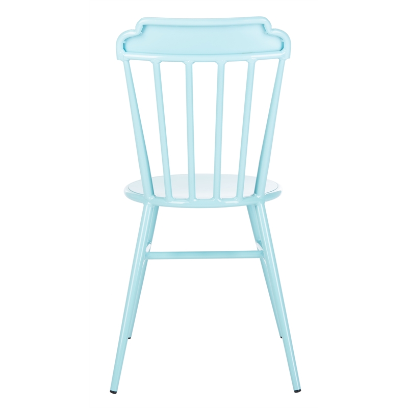 Pemberly Row Stackable Metal Outdoor Side Chairs in Baby Blue (Set of 2)