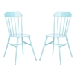Pemberly Row Stackable Metal Outdoor Side Chairs in Baby Blue (Set of 2)