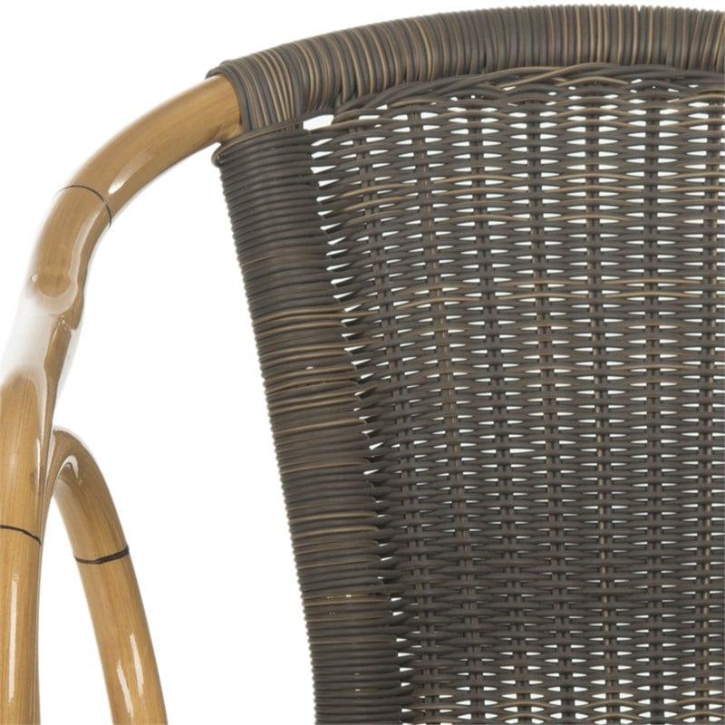 Pemberly Row PE Wicker / Rattan Arm Chairs in Chocolate/Light Brown (Set of 2)