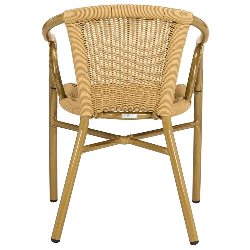 Pemberly Row Rattan Indoor/Outdoor Arm Chairs in Natural (Set of 2)