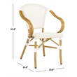 Pemberly Row Rattan/Fabric Outdoor Arm Chairs in White/Beige (Set of 2)
