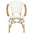 Pemberly Row Rattan/Fabric Outdoor Arm Chairs in White/Beige (Set of 2)