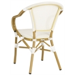 Pemberly Row Rattan/Fabric Outdoor Arm Chairs in White/Beige (Set of 2)