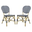 Pemberly Row Wicker / Rattan Side Chairs in Navy and White (Set of 2)
