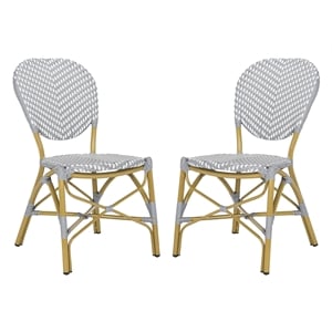 Pemberly Row Wicker / Rattan Side Chairs in Gray and White (Set of 2)