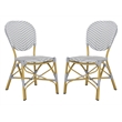 Pemberly Row Wicker / Rattan Side Chairs in Gray and White (Set of 2)