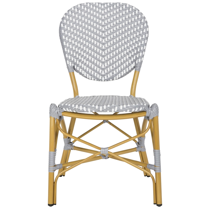Pemberly Row Wicker / Rattan Side Chairs in Gray and White (Set of 2)
