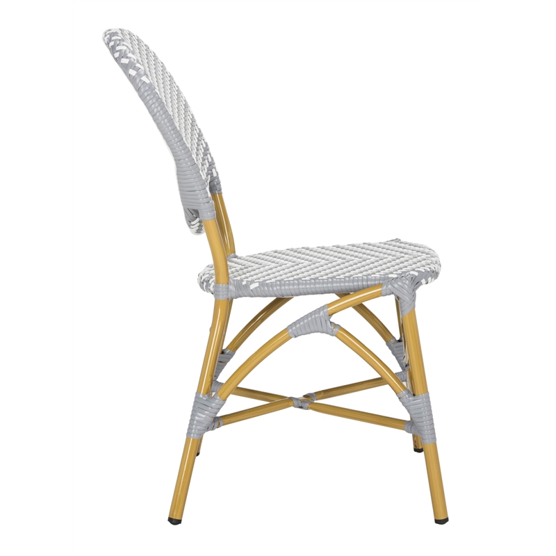 Pemberly Row Wicker / Rattan Side Chairs in Gray and White (Set of 2)