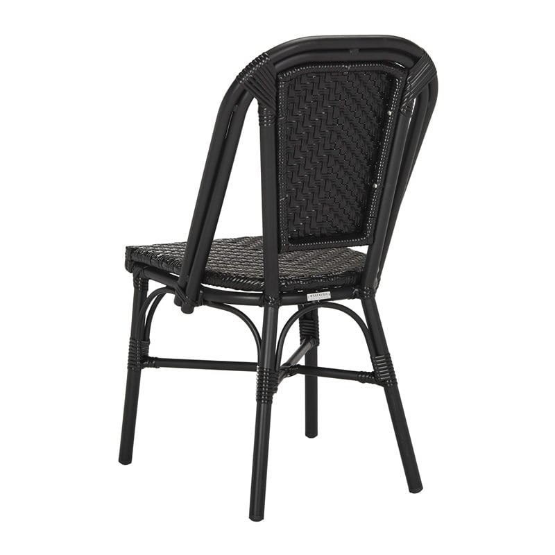 Pemberly Row Wicker / Rattan Outdoor Arm Chairs in Black (Set of 2)