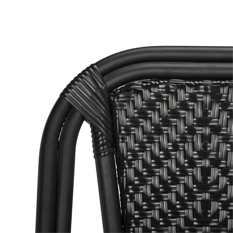Pemberly Row Wicker / Rattan Outdoor Arm Chairs in Black (Set of 2)