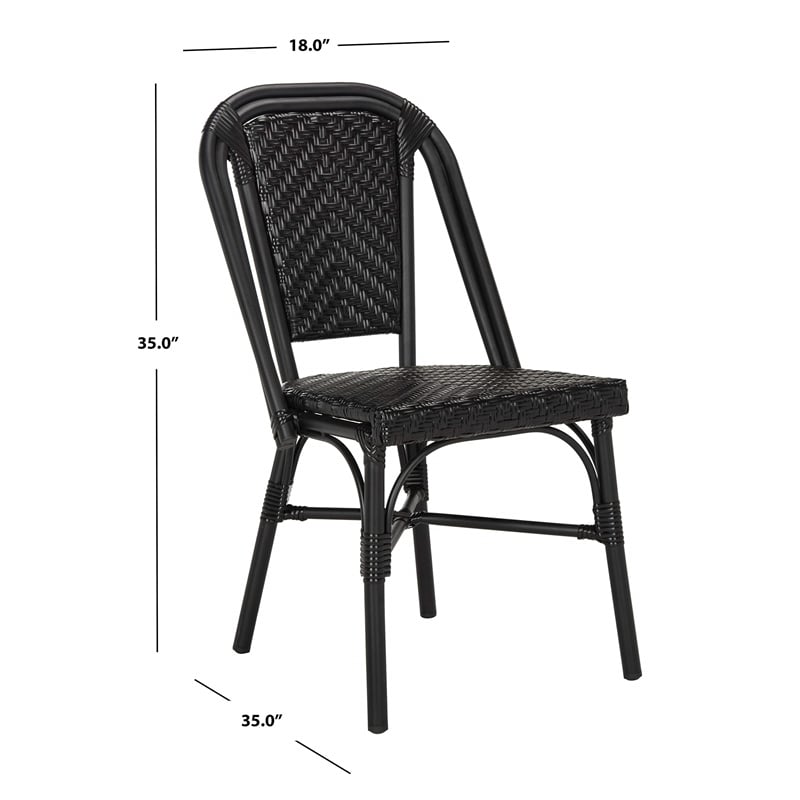 Pemberly Row Wicker / Rattan Outdoor Arm Chairs in Black (Set of 2)