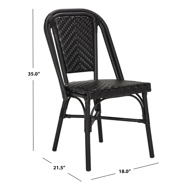 Pemberly Row Wicker / Rattan Outdoor Arm Chairs in Black (Set of 2)