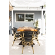 Pemberly Row Wicker / Rattan Outdoor Stacking Arm Chairs in Black (Set of 2)