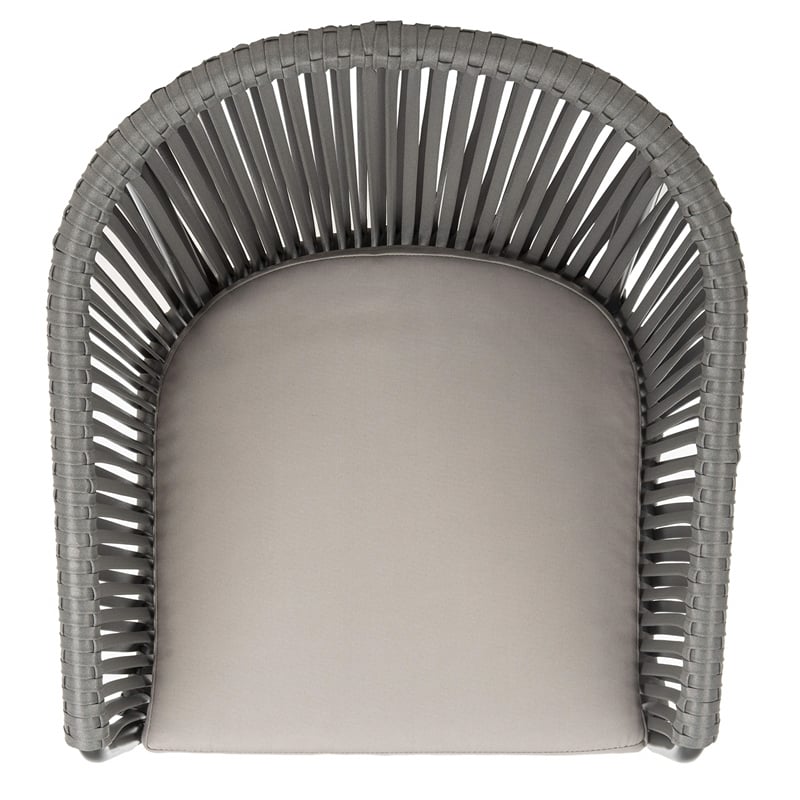 Pemberly Row Stackable Rattan Chairs in Gray Rope/Gray Cushion (Set of 2)