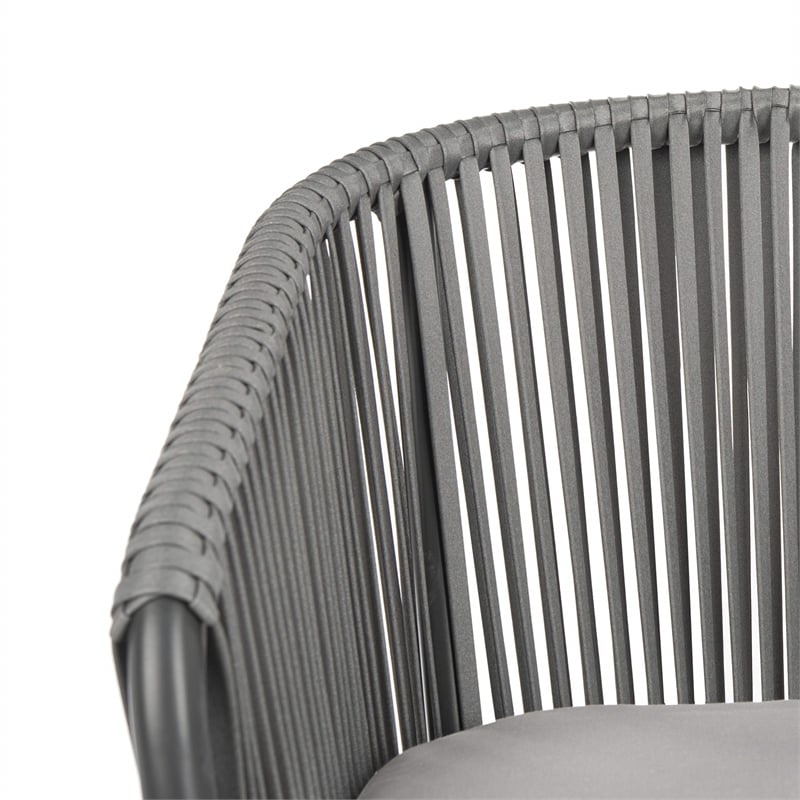 Pemberly Row Stackable Rattan Chairs in Gray Rope/Gray Cushion (Set of 2)