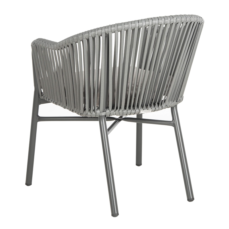 Pemberly Row Stackable Rattan Rope Chairs in Gray Rope/Gray Cushion (Set of 2)