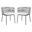 Pemberly Row Rattan/Polyester Rope Chairs in Gray Rope/Gray Cushion (Set of 2)