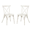 Pemberly Row Stackable Metal Outdoor Chairs in Distressed White (Set of 2)
