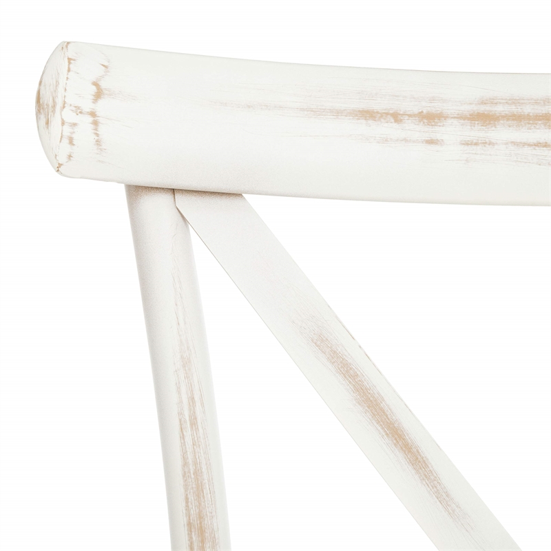 Pemberly Row Stackable Metal Outdoor Chairs in Distressed White (Set of 2)