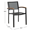 Pemberly Row Stackable Wood/Metal Outdoor Chairs in Black/Brown (Set of 2)