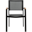 Pemberly Row Stackable Wood/Metal Outdoor Chairs in Black/Brown (Set of 2)