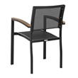Pemberly Row Stackable Wood/Metal Outdoor Chairs in Black/Brown (Set of 2)