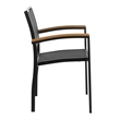 Pemberly Row Stackable Wood/Metal Outdoor Chairs in Black/Brown (Set of 2)