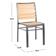 Pemberly Row Stackable Wood/Metal Outdoor Chairs in Black/Brown (Set of 2)