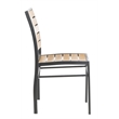 Pemberly Row Stackable Wood/Metal Outdoor Chairs in Black/Brown (Set of 2)